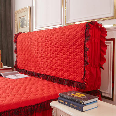 2019新款磨毛夹棉蕾丝套件—床头罩 180*60cm 大红