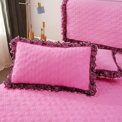 2019新款磨毛夹棉蕾丝套件—单品枕套（48cmX74cm/对） 48cmX74cm/对 粉色