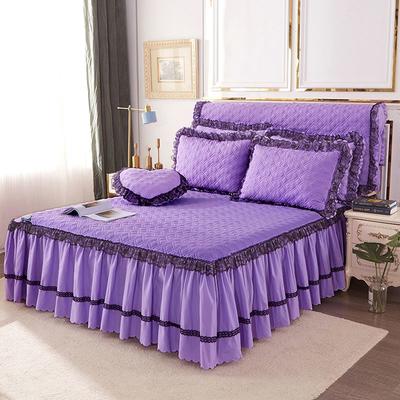 2019新款磨毛夹棉蕾丝套件—单品床裙 180*200cm 紫色