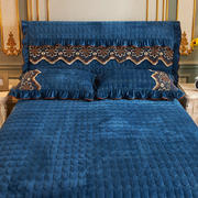 2021新款素色夹棉水晶绒刺绣系列套件—单品床头罩 1.5m*0.6m 宝蓝