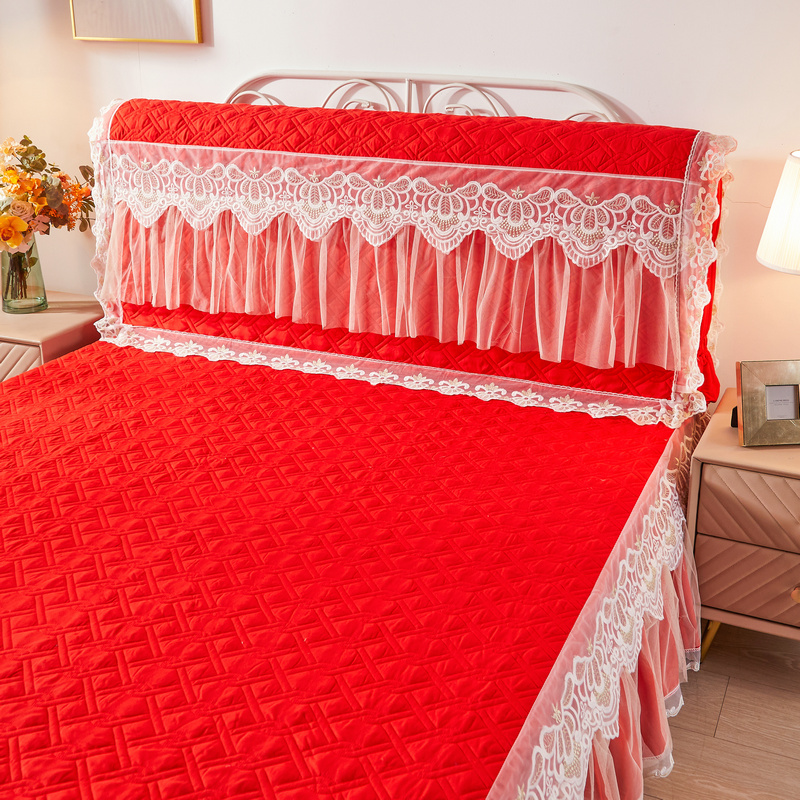 2021新款夹棉磨毛床裙系列四件套 180*60单床头罩 慕斯-红色（床头罩）