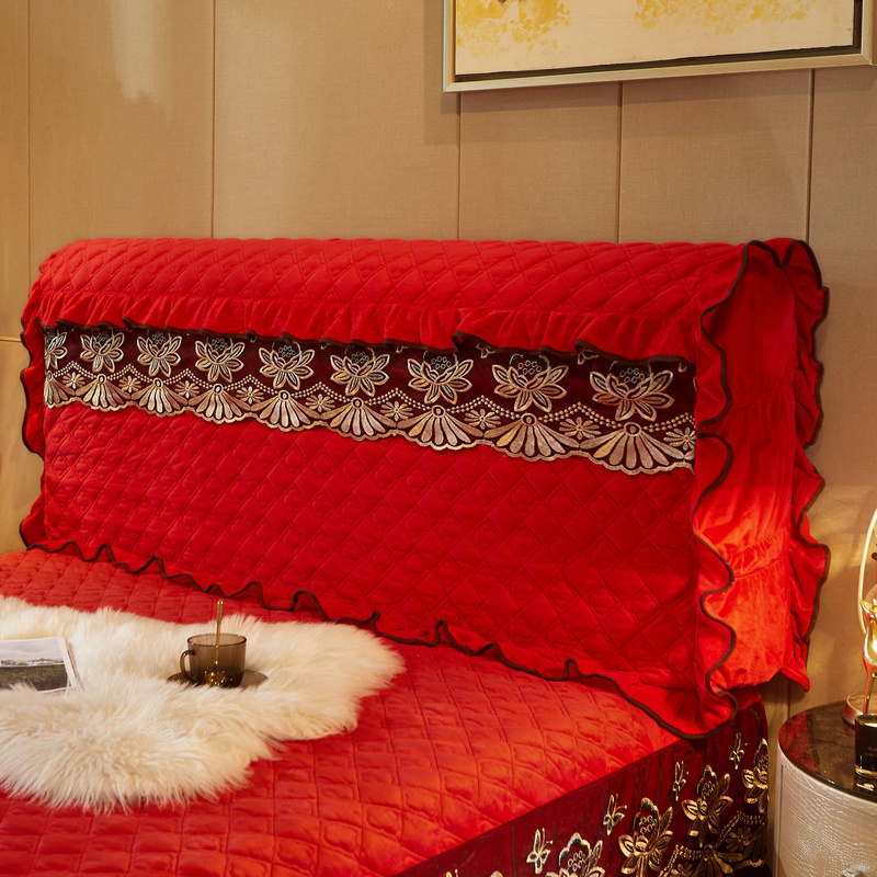2021新款夹棉水晶绒系列（光影流年）床头罩 1.8m*0.6m 大红