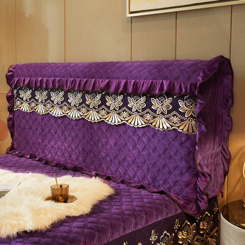 2021新款夹棉水晶绒系列（光影流年）床头罩 1.8m*0.6m 紫色