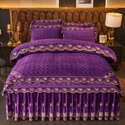 2021新款素色夹棉水晶绒系列（花漾情怀）单被套 2.2m*2.4m 紫色