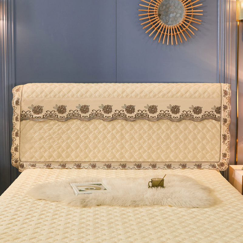 2021新款素色夹棉水晶绒系列（花漾情怀）床头罩 1.8m*0.6m 米黄