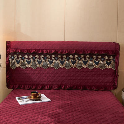 2022新款夹棉水晶绒（香格里拉）系列床头罩 180cmx200cm 酒红