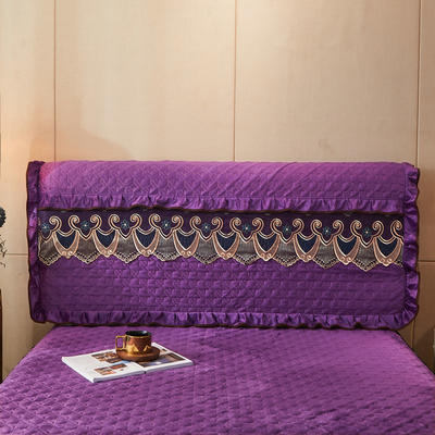 2022新款夹棉水晶绒（香格里拉）系列床头罩 180cmx200cm 紫色
