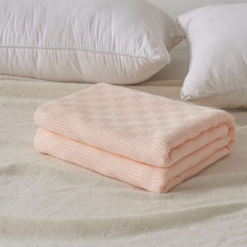 2023全棉纱布针织盖毯毛巾被 A类 150*200cm 浅桔粉