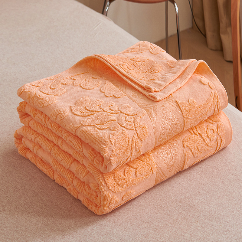 2024新款全棉回忆老式毛巾被 180x220cm 欧雅橙色