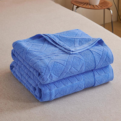 2024新款全棉纹格老式毛巾被 150x200cm 纹格深蓝