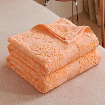 2024新款全棉纹格老式毛巾被 180x220cm 欧雅橙色