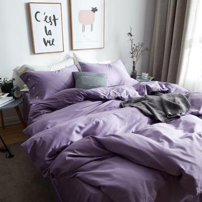 2018新款16色长绒棉纯色四件套 1.8m（床单款） 3高贵紫