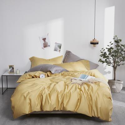 2019新款21色长绒棉纯色四件套 1.8m（6英尺）床 柠檬黄