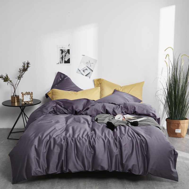 2019新款21色长绒棉纯色四件套 1.8m（6英尺）床 优雅紫