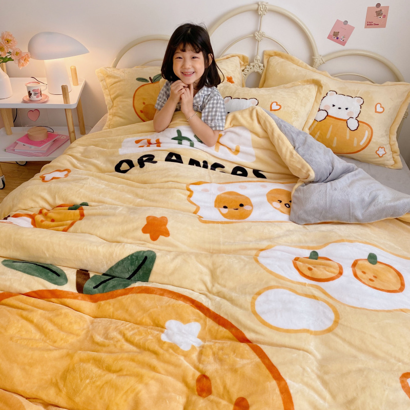 2020新款大阪法莱绒卡通四件套 1.8m床单款四件套 元气橘味