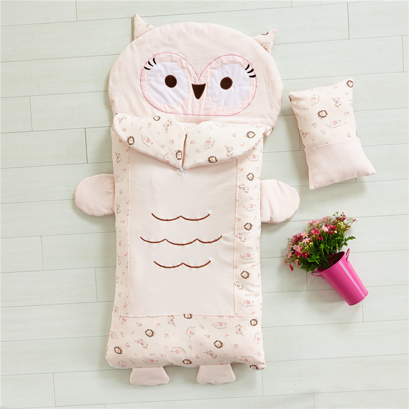 猫头鹰针织儿童睡袋 标准60*125cm棉花芯玉色