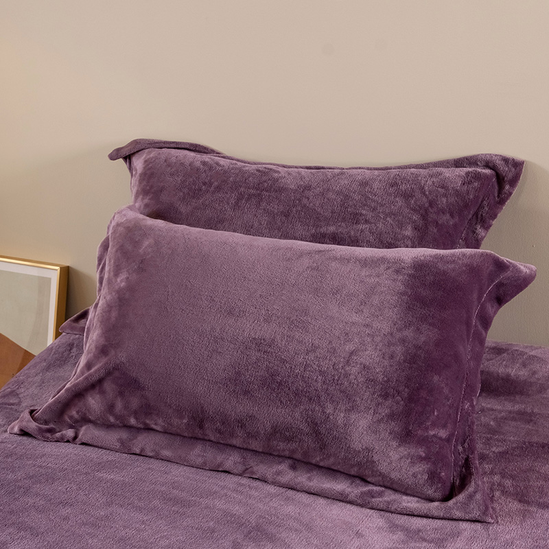 2022新款牛奶绒单品枕套 48*74cm枕套一对 深紫