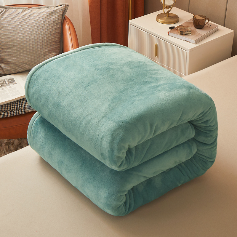 2024新款加厚牛奶绒多功能纯色毛毯--系列一 1.2*2.0m单品毛毯 百合绿