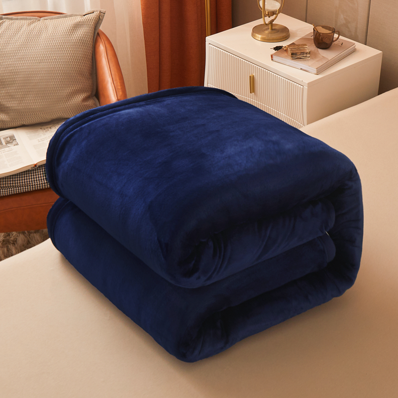 2024新款加厚牛奶绒多功能纯色毛毯--系列一 1.2*2.0m单品毛毯 宝石蓝