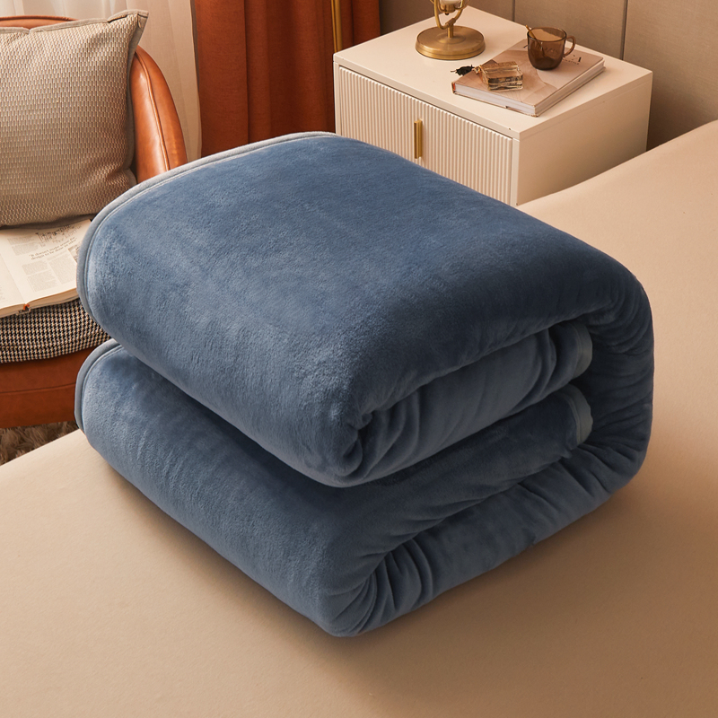 2024新款加厚牛奶绒多功能纯色毛毯--系列一 1.2*2.0m单品毛毯 宾利蓝