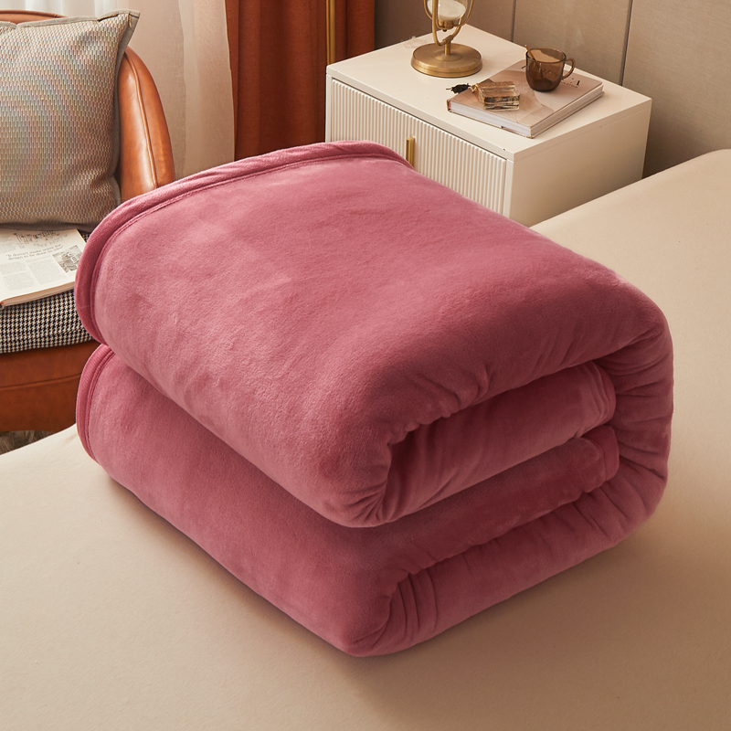 2024新款加厚牛奶绒多功能纯色毛毯--系列一 1.2*2.0m单品毛毯 豆沙