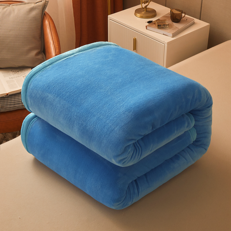 2024新款加厚牛奶绒多功能纯色毛毯--系列一 1.2*2.0m单品毛毯 海洋蓝