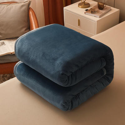 2022新款加厚牛奶绒多功能纯色毛毯--系列一 1.2*2.0m单品毛毯 蓝灰