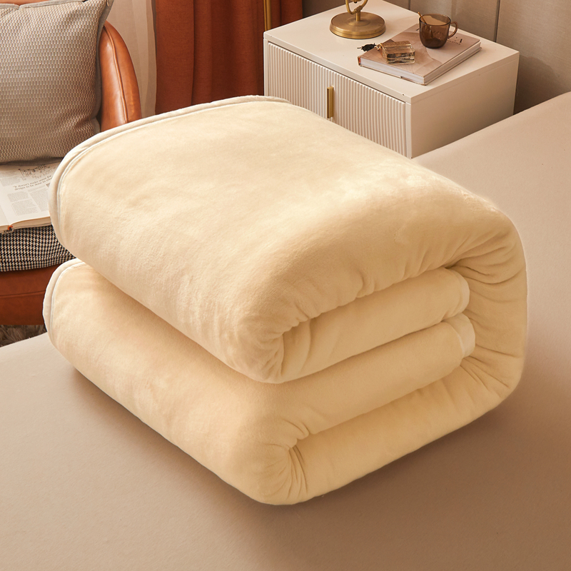 2024新款加厚牛奶绒多功能纯色毛毯--系列一 1.2*2.0m单品毛毯 米白