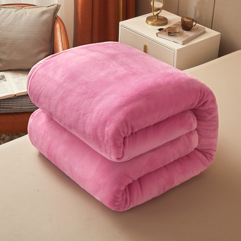 2024新款加厚牛奶绒多功能纯色毛毯--系列一 1.2*2.0m单品毛毯 霓虹粉