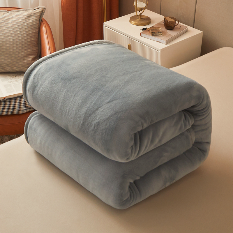 2024新款加厚牛奶绒多功能纯色毛毯--系列一 1.2*2.0m单品毛毯 浅灰