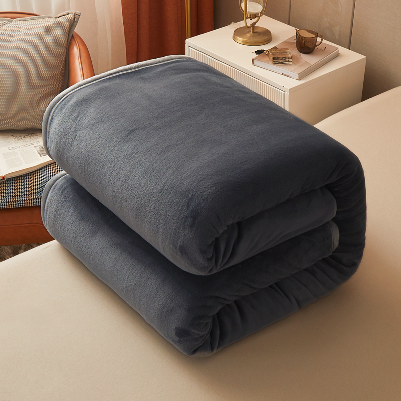 2024新款加厚牛奶绒多功能纯色毛毯--系列一 1.2*2.0m单品毛毯 深灰