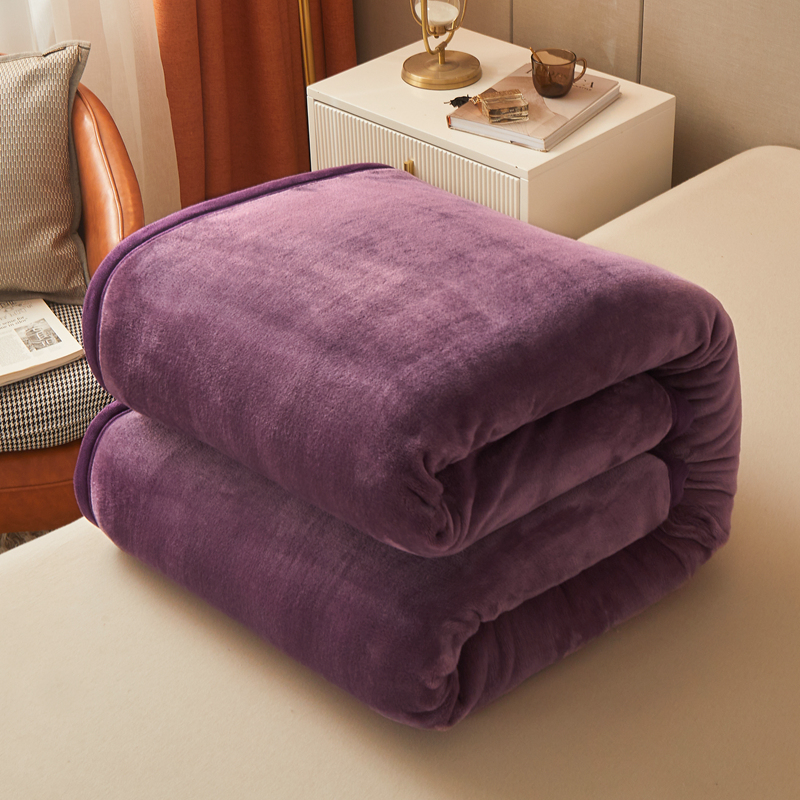 2024新款加厚牛奶绒多功能纯色毛毯--系列一 1.2*2.0m单品毛毯 深紫
