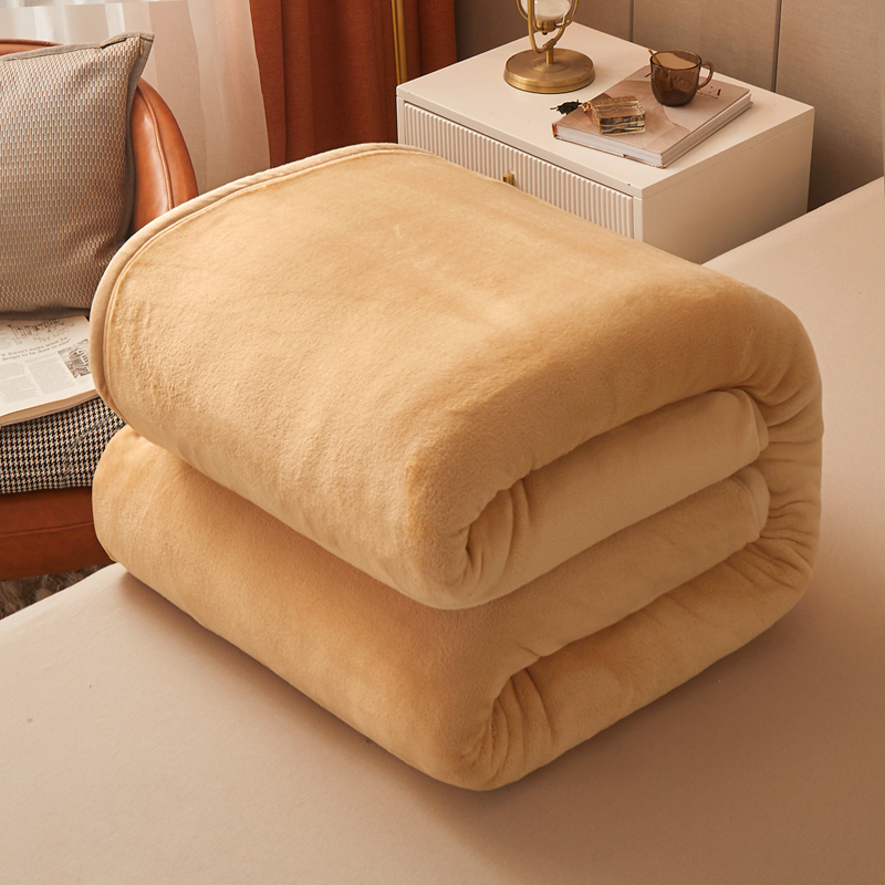 2024新款加厚牛奶绒多功能纯色毛毯--系列一 1.2*2.0m单品毛毯 驼色