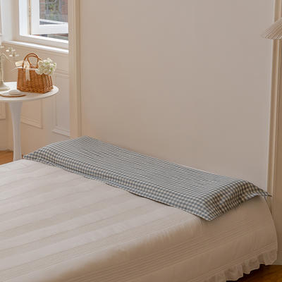 2023新款全棉水洗棉双人枕套 1.5米双人枕套 蓝色格子