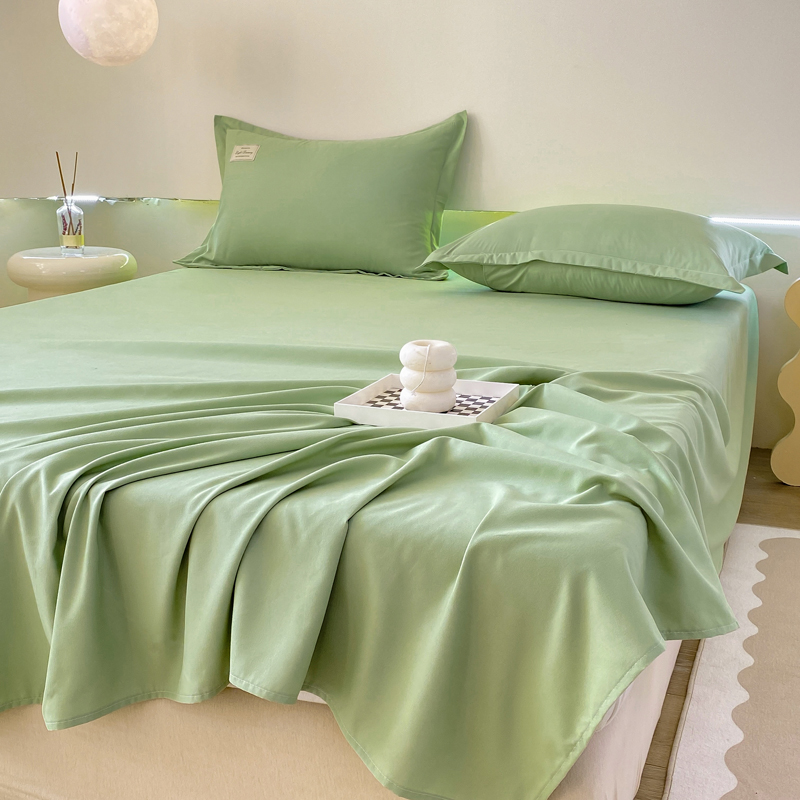 2024新款纯色亲肤水洗棉床单三件套 120*230cm单床单 抹茶绿