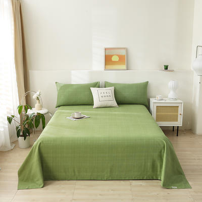 2023新款全棉老粗布系列单品床单 枕套一对 嫩绿