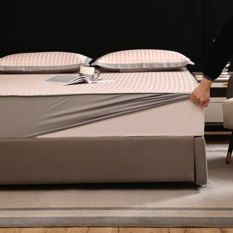 2024新款1800D冰丝席床席床笠款凉席三件套 1.2米两件套 床笠款-纯色肌理灰