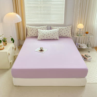 2024直播热款水洗棉双层纱单品单床笠被套罩床垫套 150cmx200cm单床笠 紫色果实