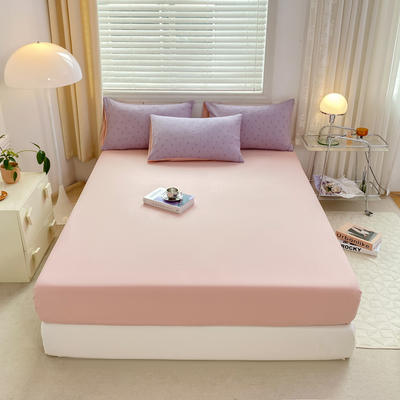 2024直播热款水洗棉双层纱单品单床笠被套罩床垫套 150cmx200cm单床笠 紫色樱桃