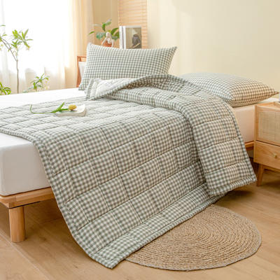 2023新款色织水洗全棉新疆棉花床垫加厚床褥垫被 0.9*2.0m 绿小格