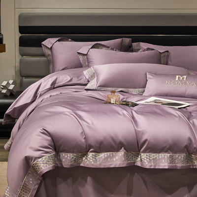 新款100支长绒棉宽边刺绣套件 1.8m（6英尺）床 奥-蔷薇紫
