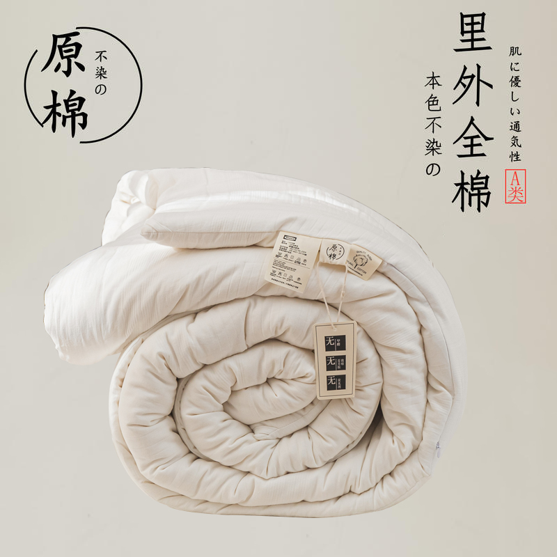 2023新款A类无染色原棉棉花被冬被 被子被芯 150*200cm 春秋被3.6斤 本白