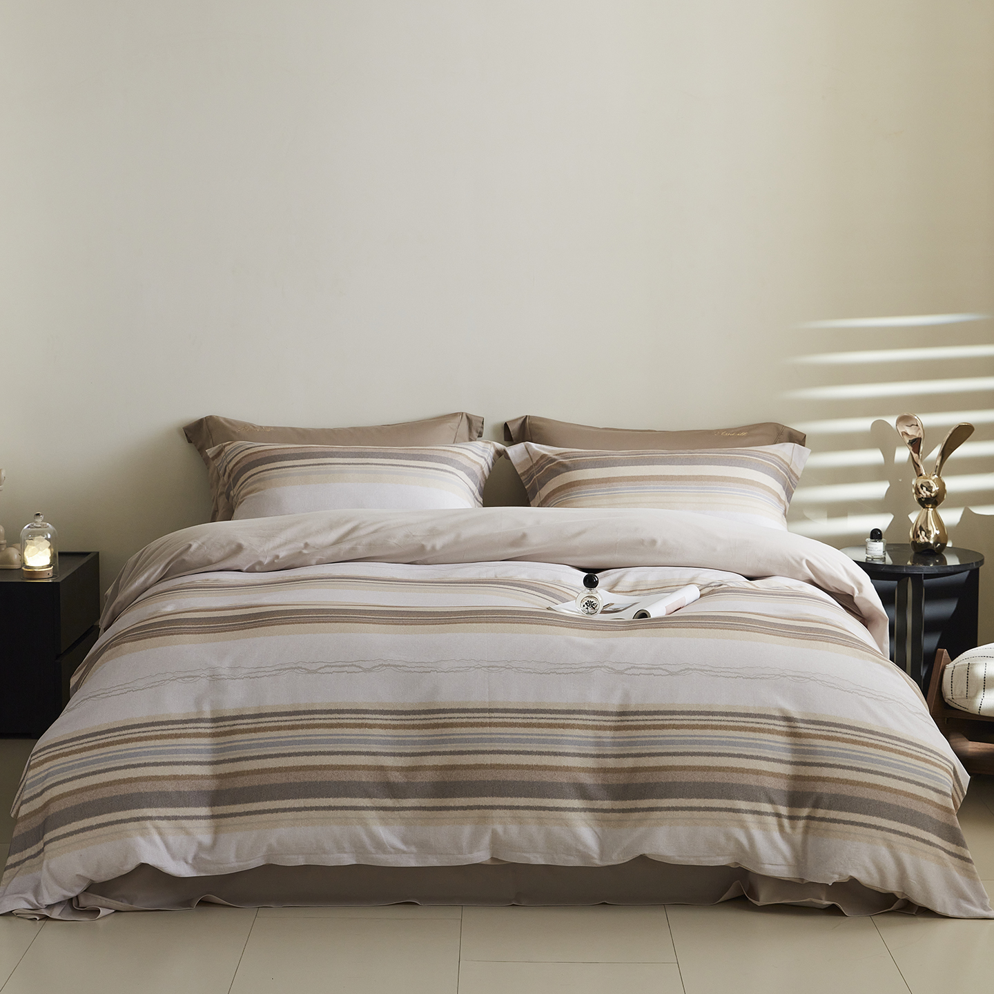 2025新款秋冬全棉生态磨毛四件套 午后卡其