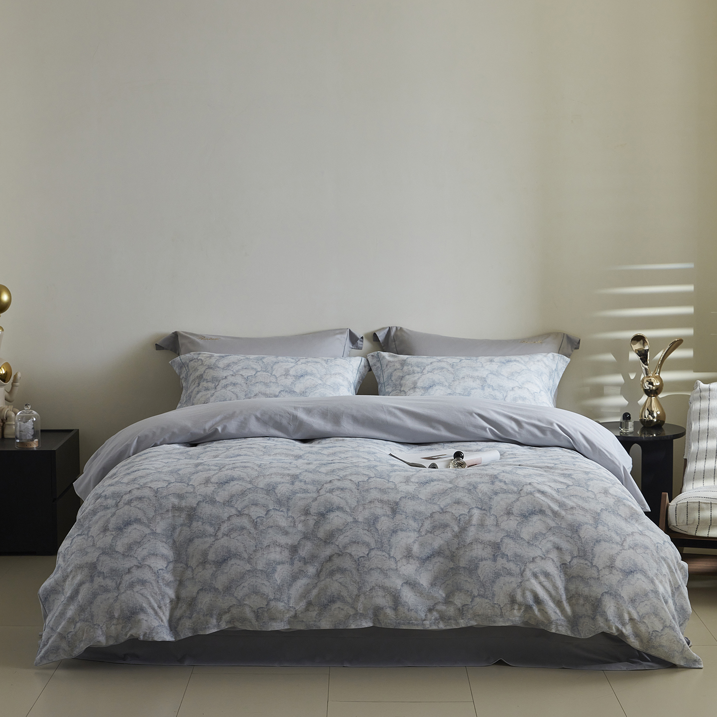 2025新款秋冬全棉生态磨毛四件套 雾林浅灰