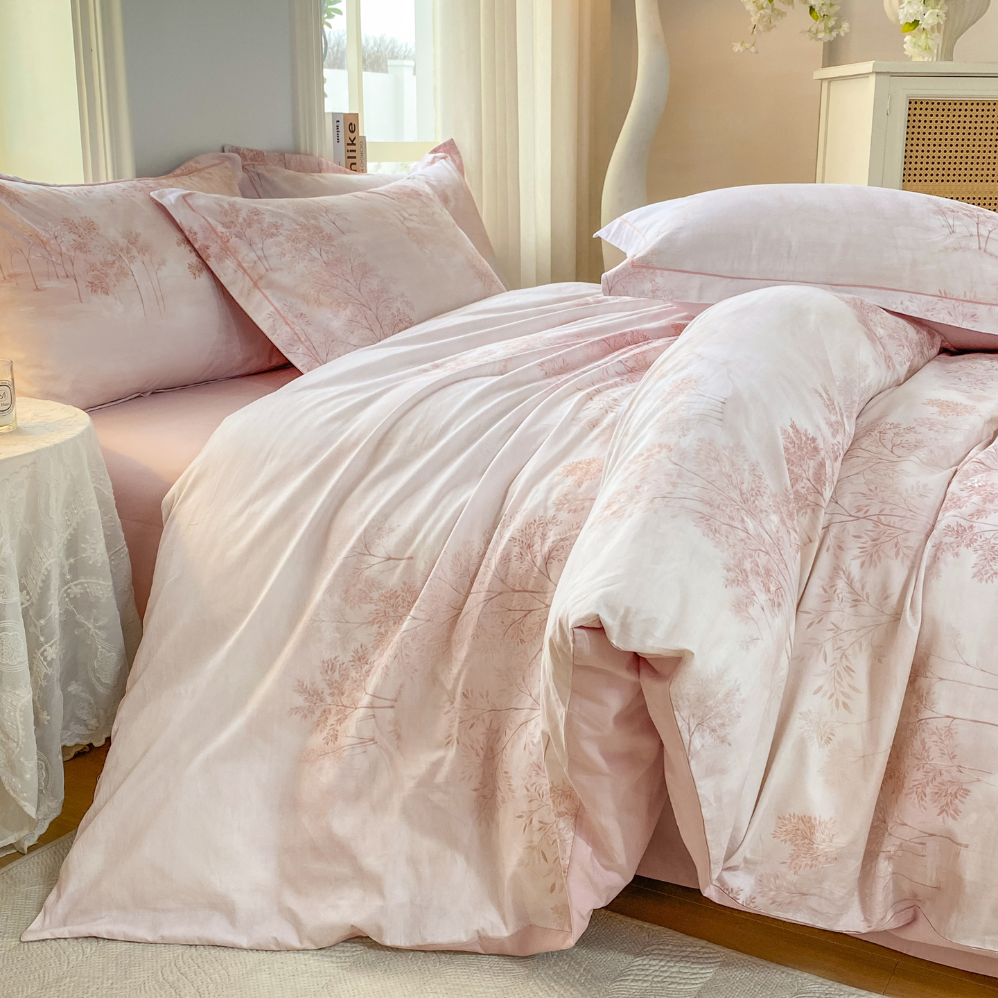 2026新款40支全棉花卉13376数码印花四件套-第二批 沐霖-粉