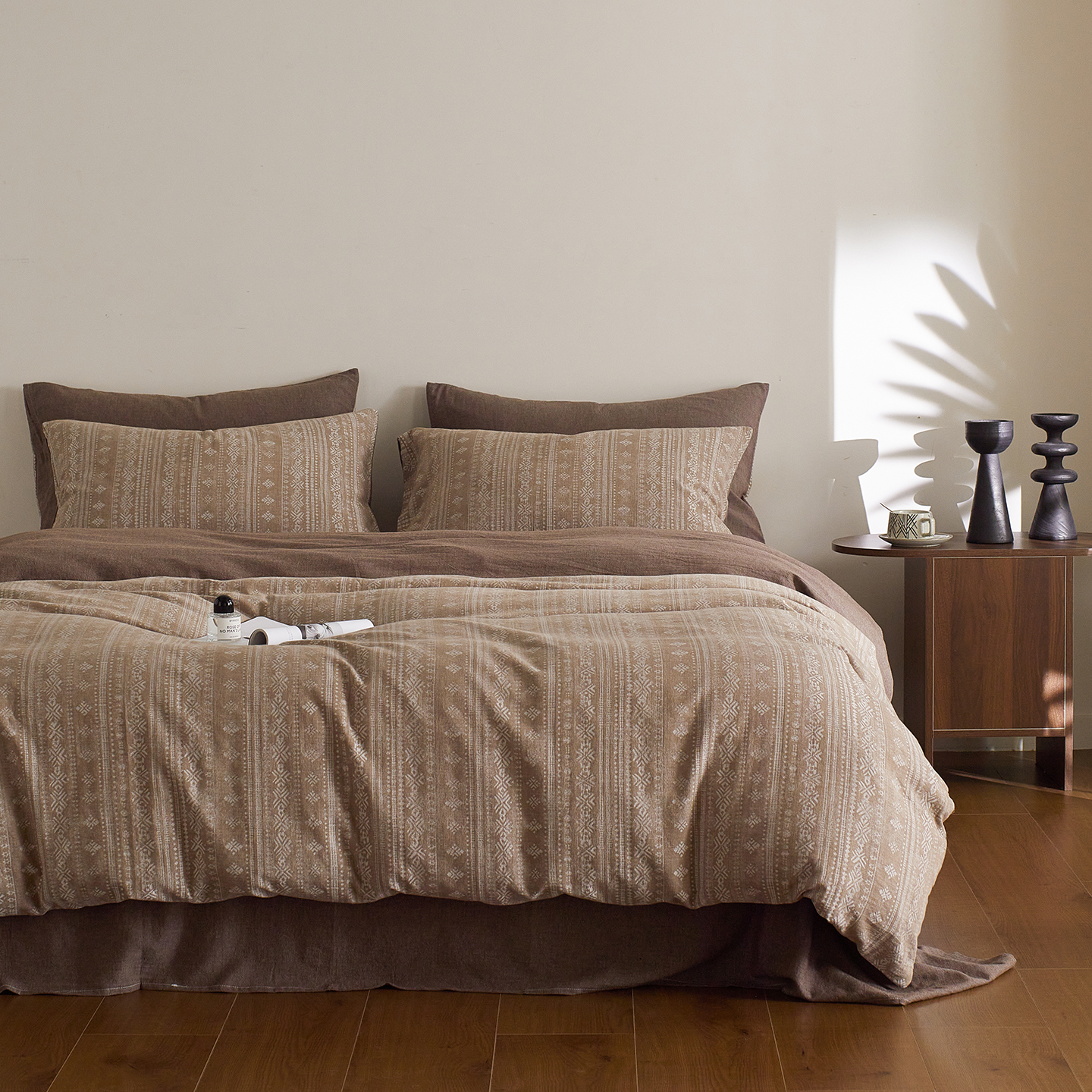 2025新款秋冬60支全棉水洗色织大提花四件套 波西