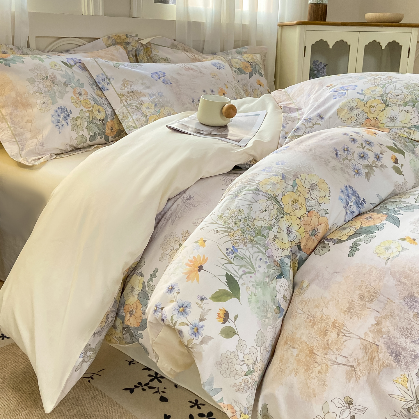 2026新款40支全棉花卉13376数码印花四件套-第一批 莉雅