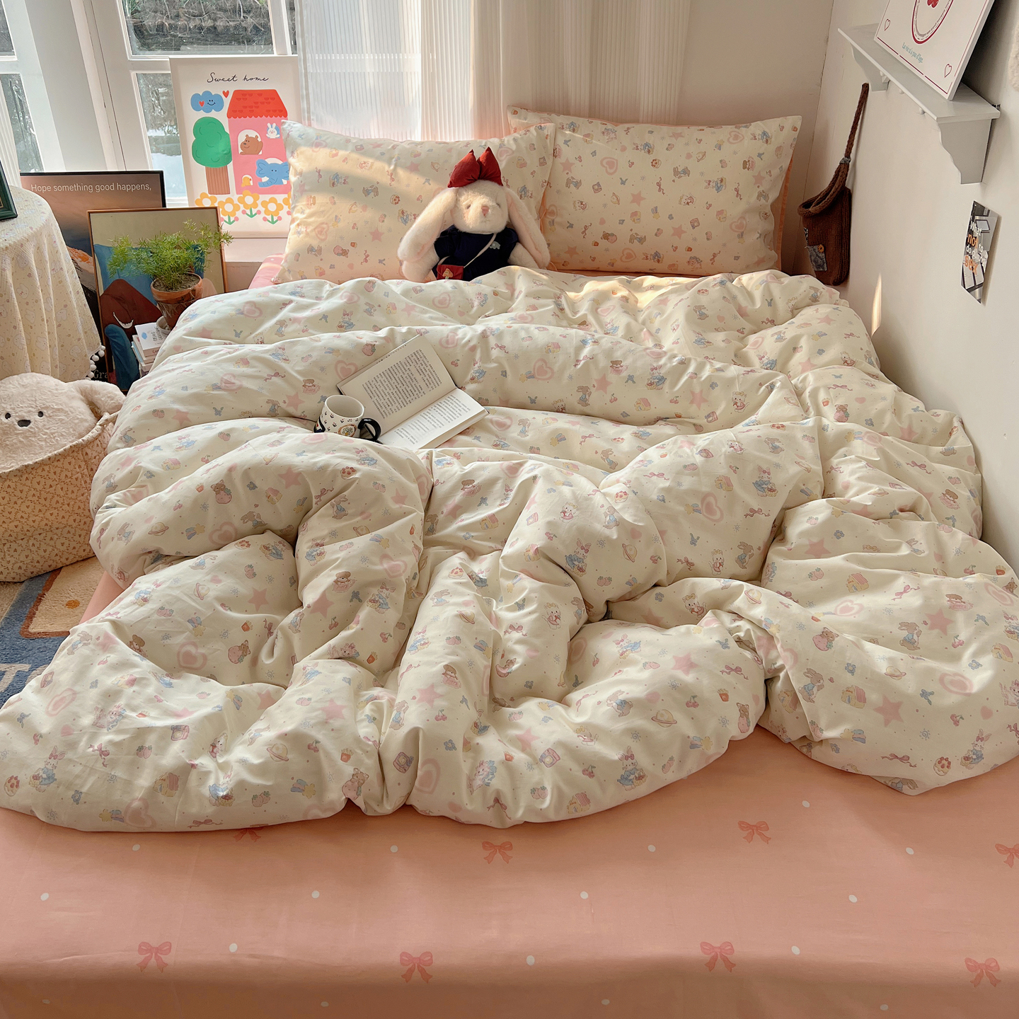 2026春夏新款40支全棉13372卡通四件套 甜蜜家园