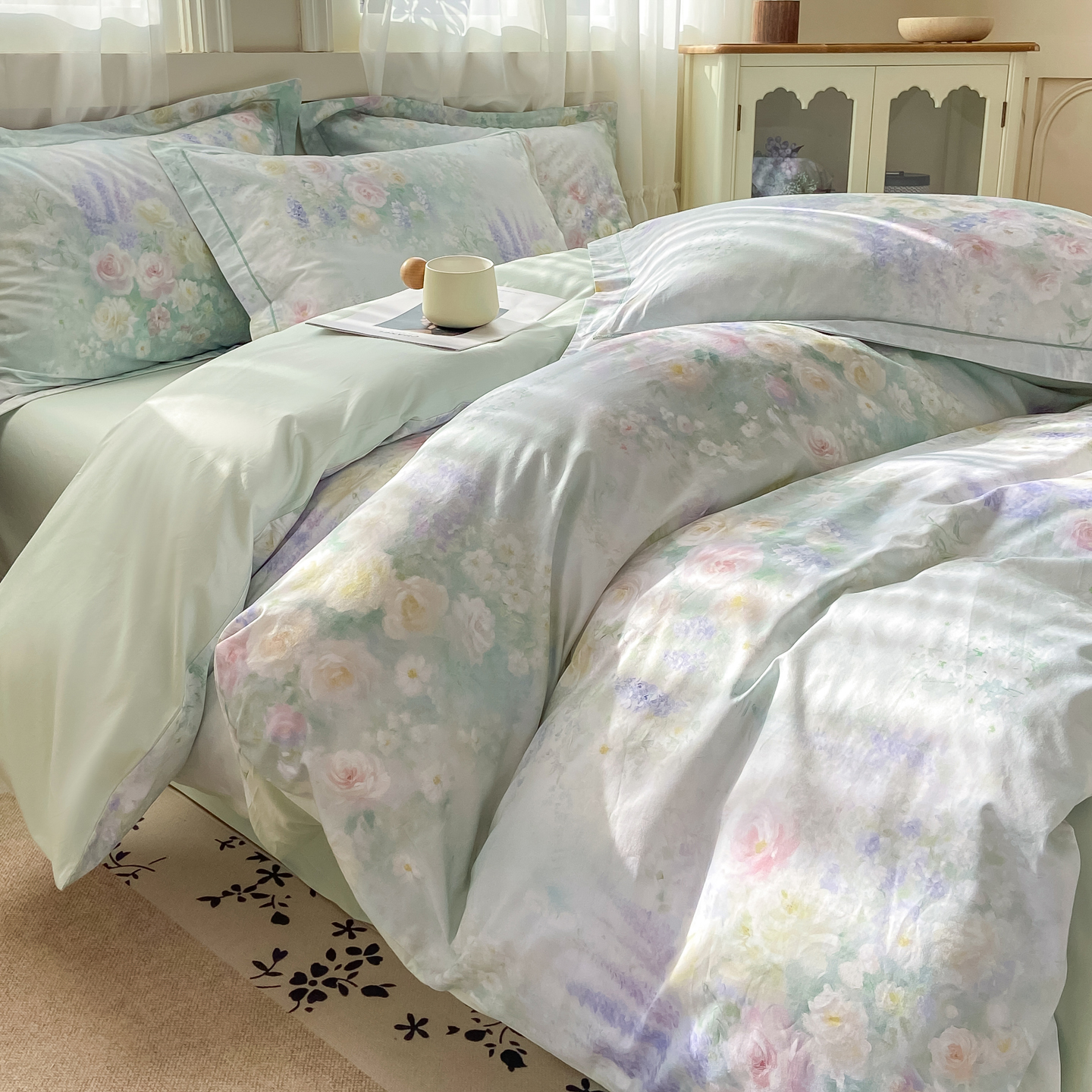 2026新款40支全棉花卉13376数码印花四件套-第一批 花悦容