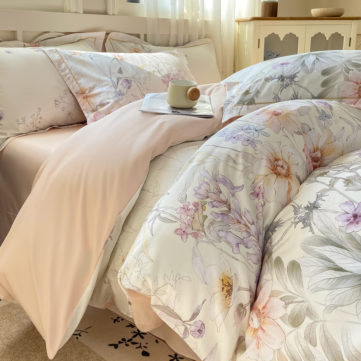 2026新款40支全棉花卉13376数码印花四件套-第一批 如初